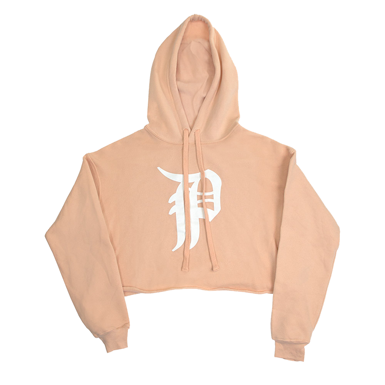 P Logo Peach Crop Hoodie Sweatshirt